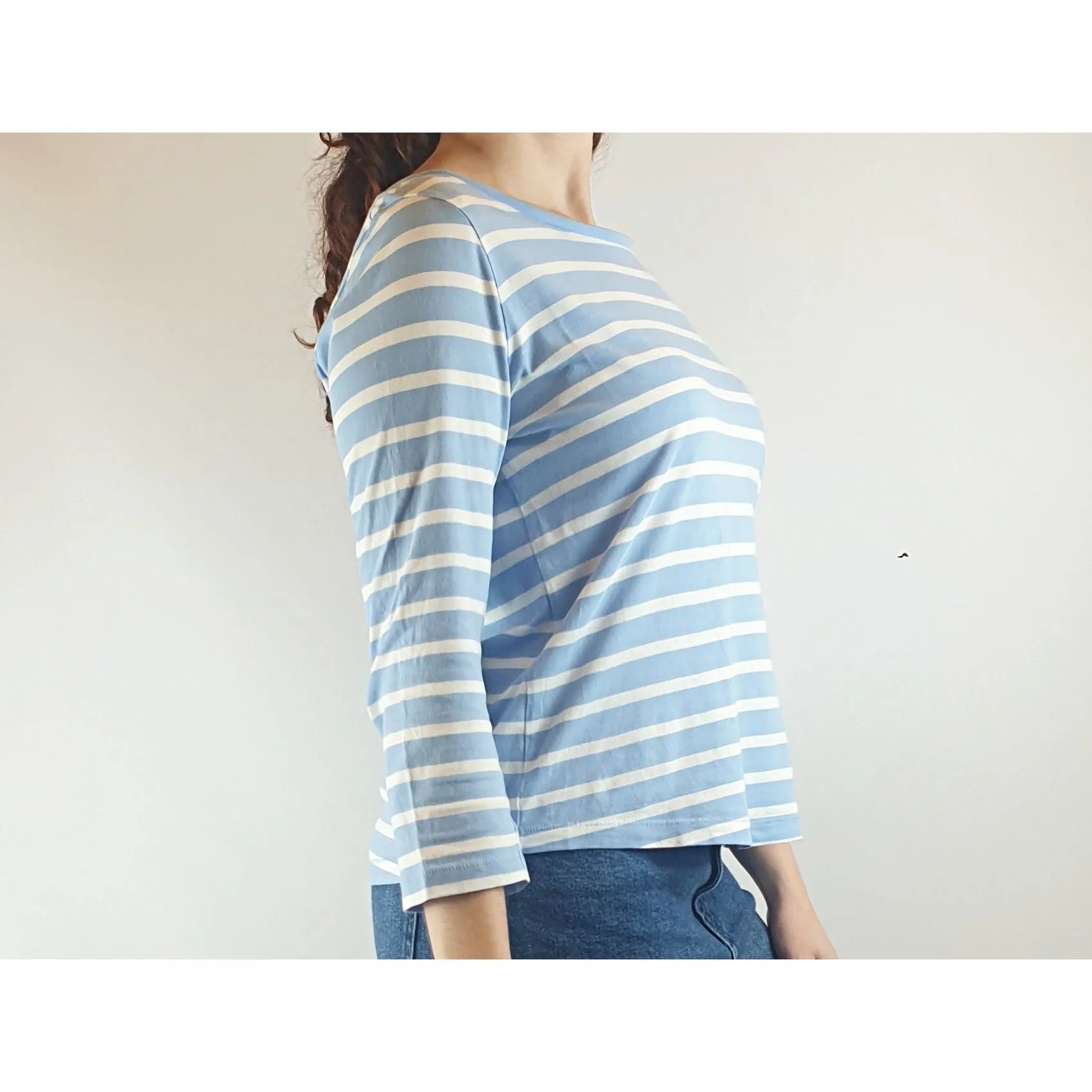 Cos blue and white long sleeve top size S (best fits 10)