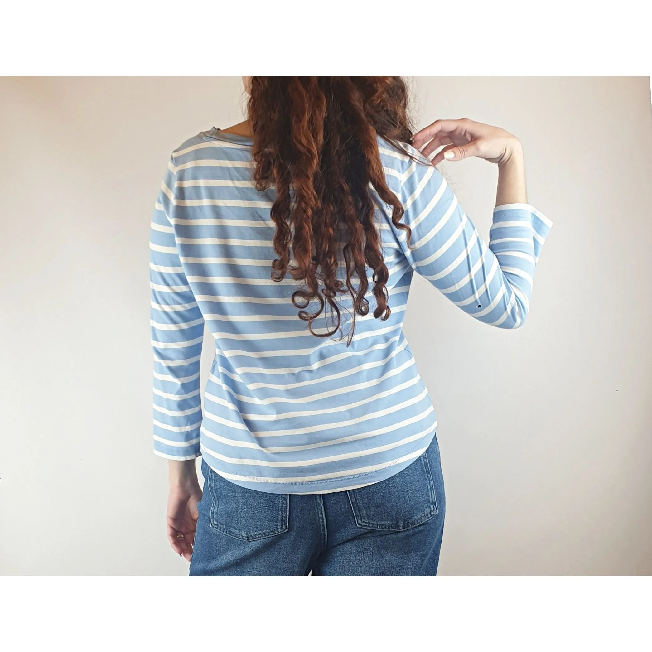 Cos blue and white long sleeve top size S (best fits 10)