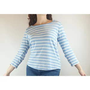 Cos blue and white long sleeve top size S (best fits 10)