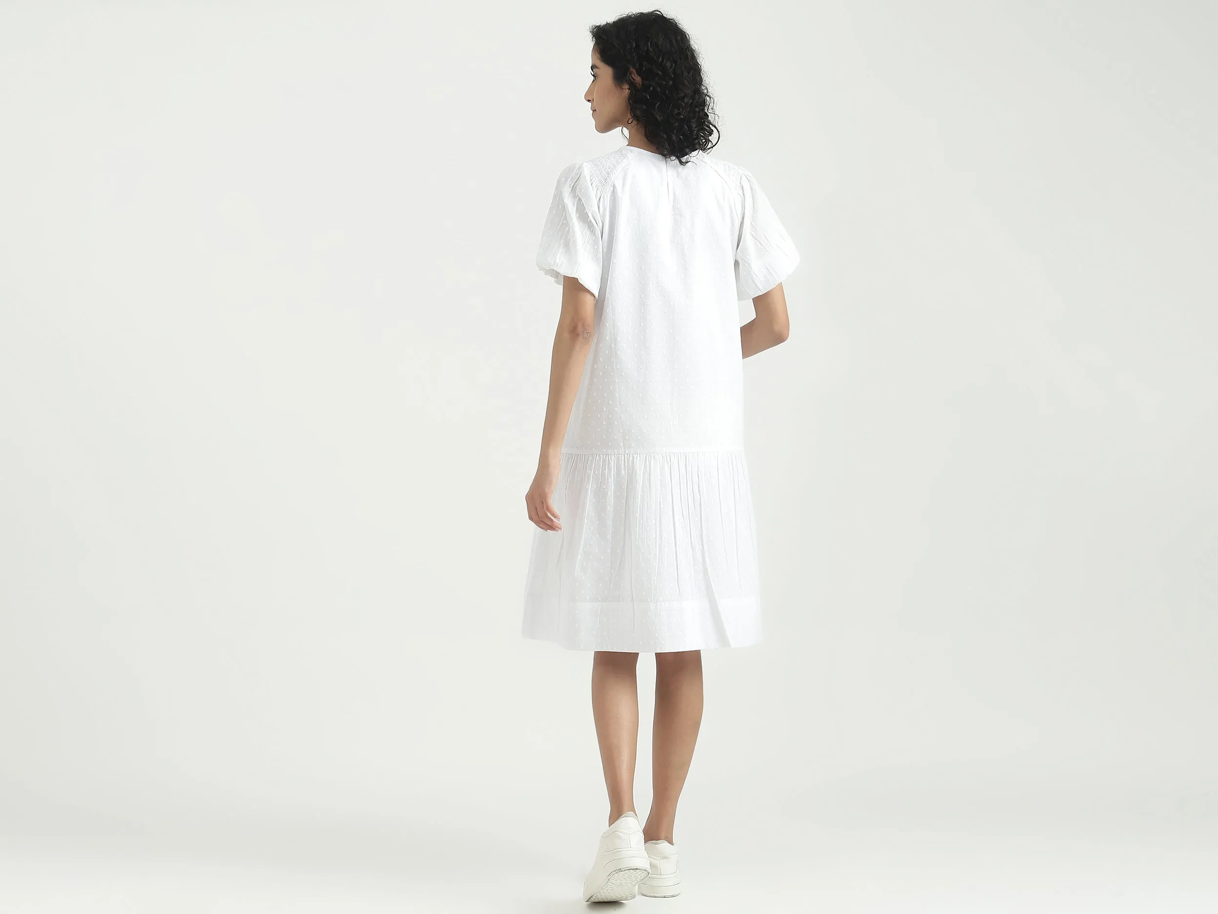 Cotton Solid Round Neck Women Dresses