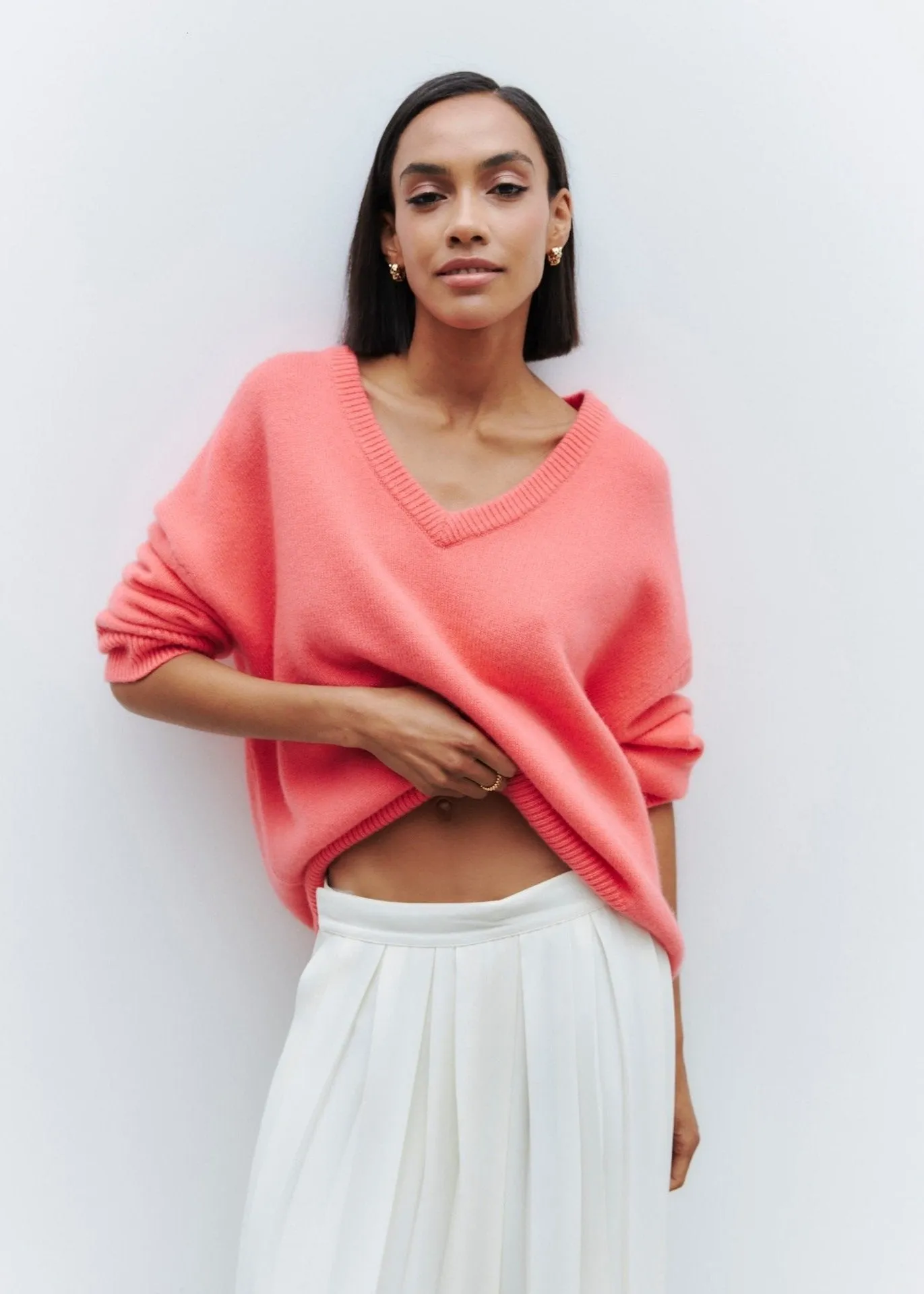 Cozy V-Neck Loose Knit Sweater