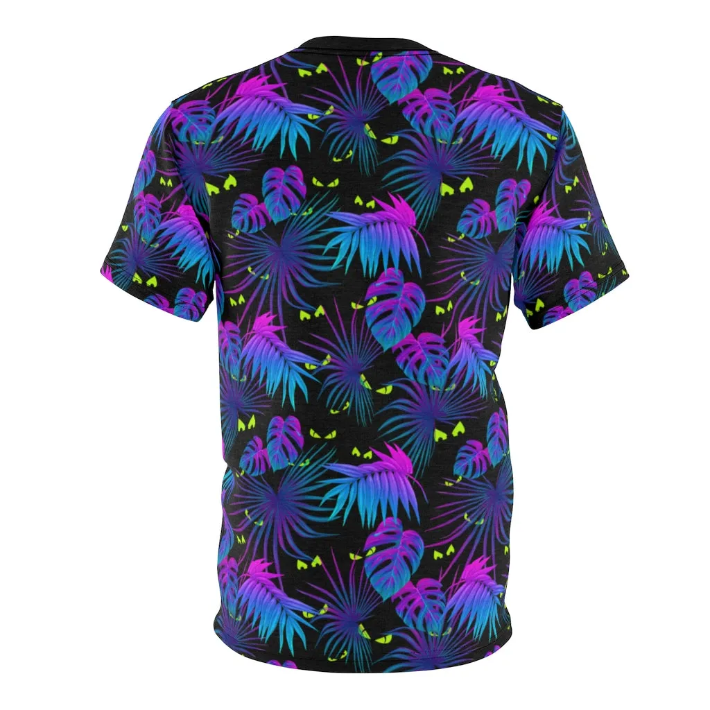 Creepy Eyes Tropical Hawaiian Print Unisex AOP Cut & Sew Tee