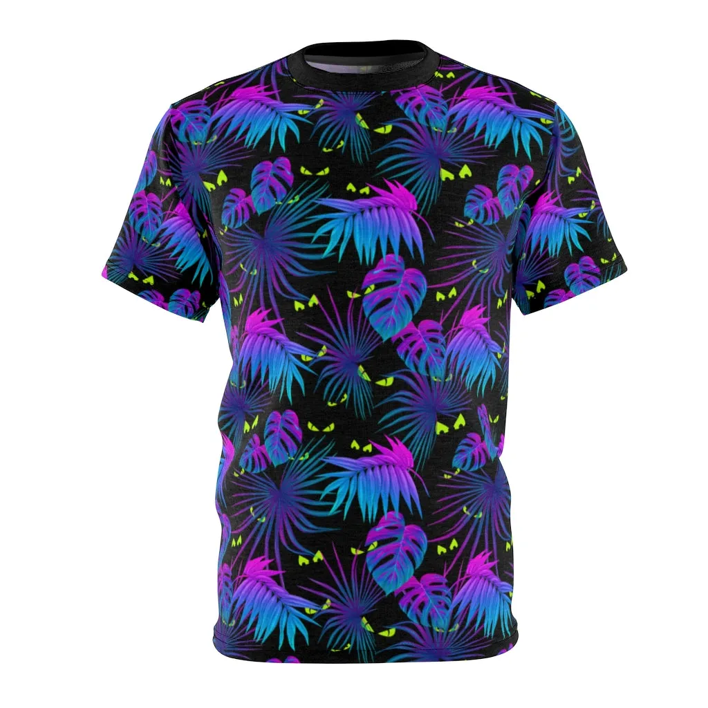 Creepy Eyes Tropical Hawaiian Print Unisex AOP Cut & Sew Tee