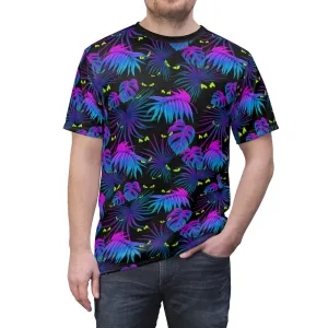Creepy Eyes Tropical Hawaiian Print Unisex AOP Cut & Sew Tee