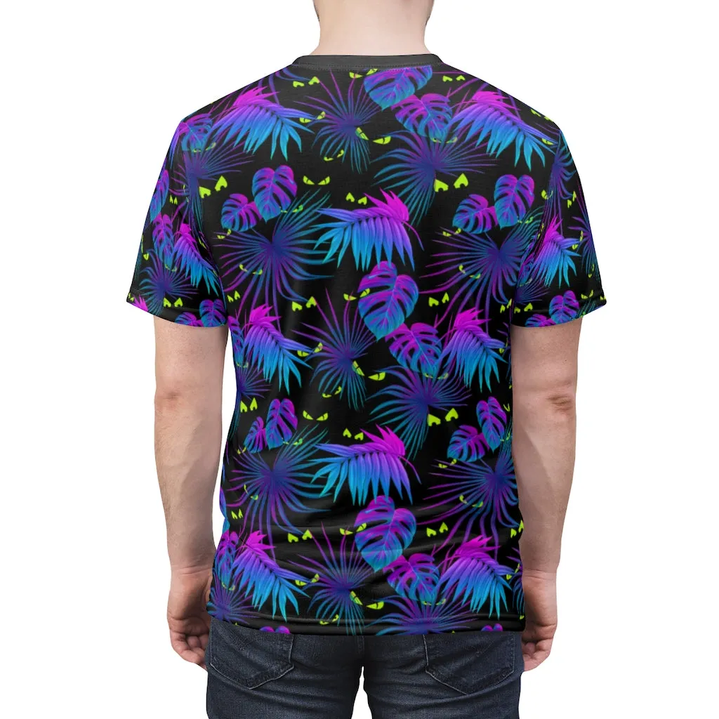 Creepy Eyes Tropical Hawaiian Print Unisex AOP Cut & Sew Tee