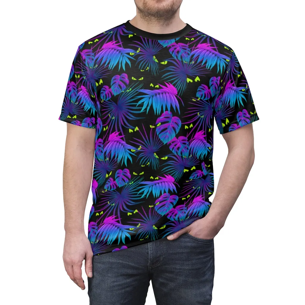 Creepy Eyes Tropical Hawaiian Print Unisex AOP Cut & Sew Tee