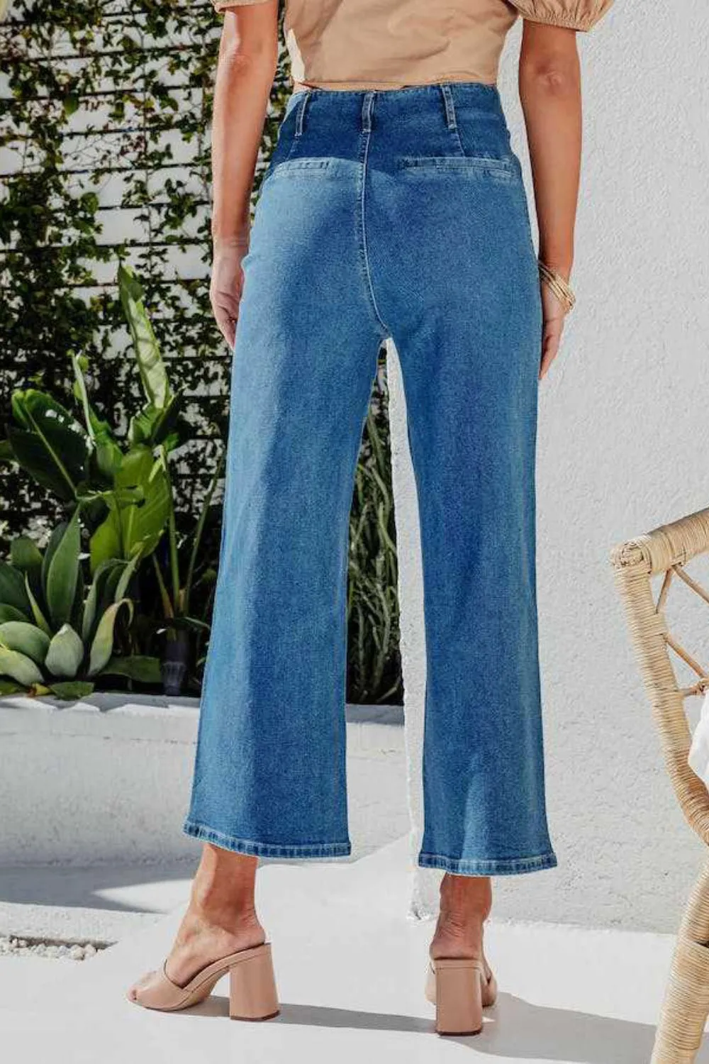 Cropped Wide Leg Button Fly Jeans for Women | Stylish and Comfortable Everyday Denim