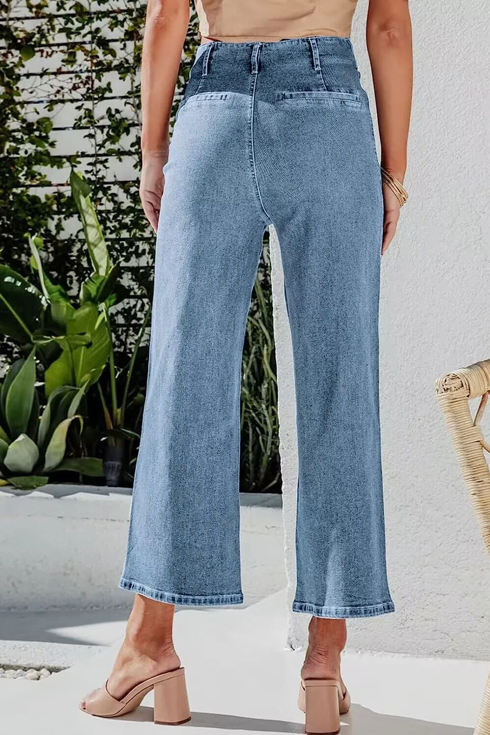 Cropped Wide Leg Button Fly Jeans for Women | Stylish and Comfortable Everyday Denim