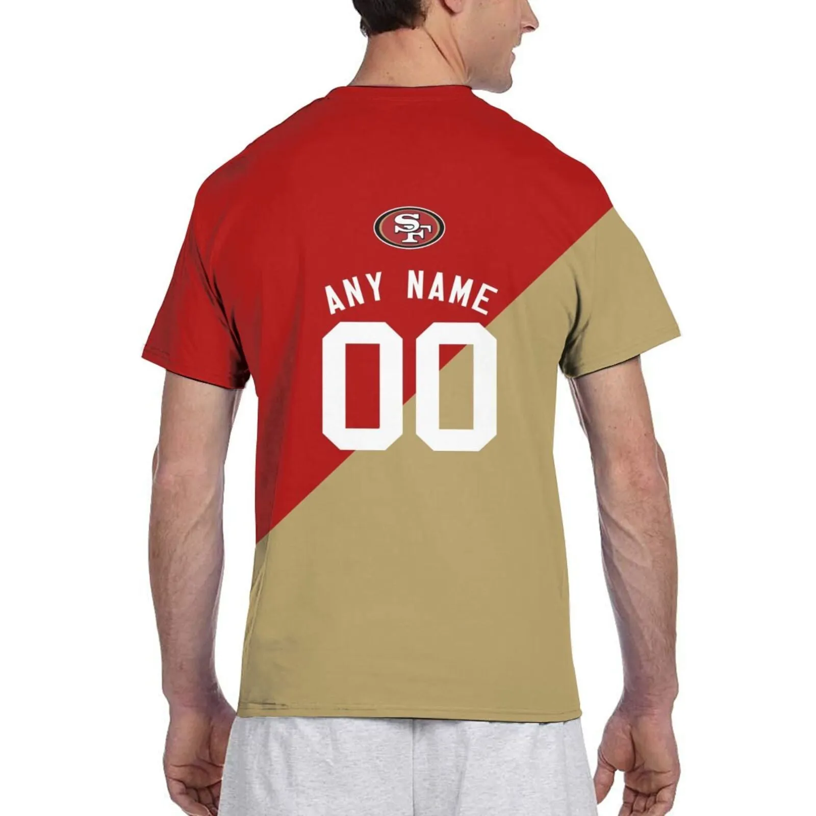 Custom Print Football San Francisco 49ers Decorative T-shirt Short Sleeve Men's Shirts