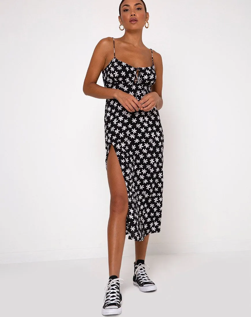 Cypress Midi Dress in 90's Daisy Black and White