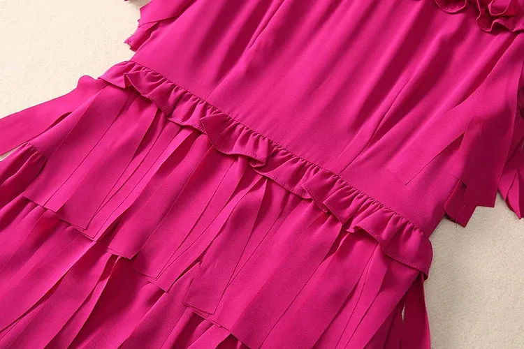 Cyrillia Solid Color Tassel Dress