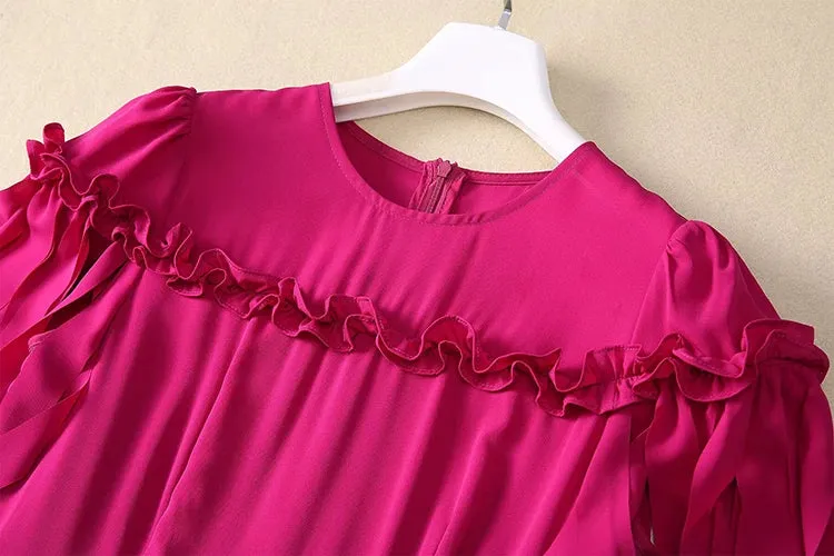 Cyrillia Solid Color Tassel Dress
