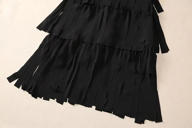 Cyrillia Solid Color Tassel Dress