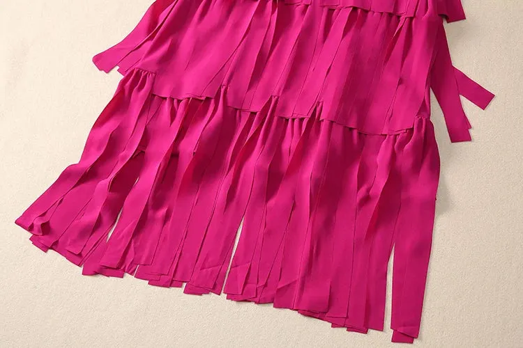 Cyrillia Solid Color Tassel Dress