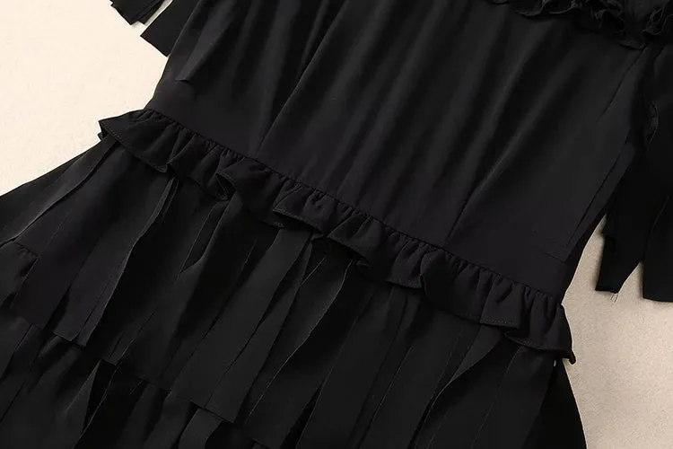 Cyrillia Solid Color Tassel Dress