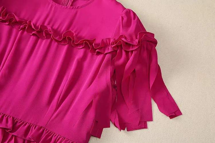 Cyrillia Solid Color Tassel Dress