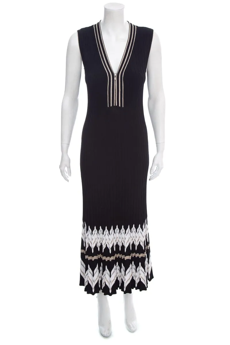 D. Exterior Black Knit Sleeveless V Neck Dress SZ S