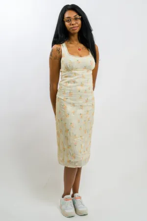 Daisy Street Loose Fit Midi Dress - Cream Lace Trim