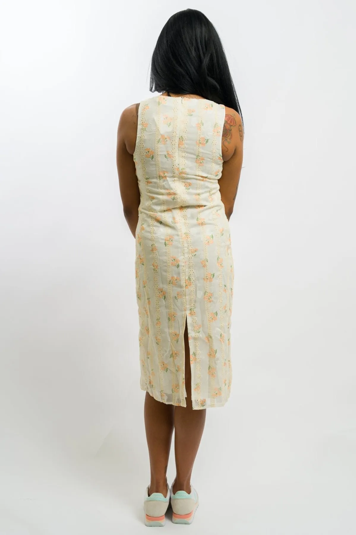 Daisy Street Loose Fit Midi Dress - Cream Lace Trim