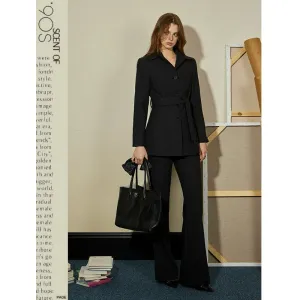 Dark Gray Wool Waist Tie Pantsuit