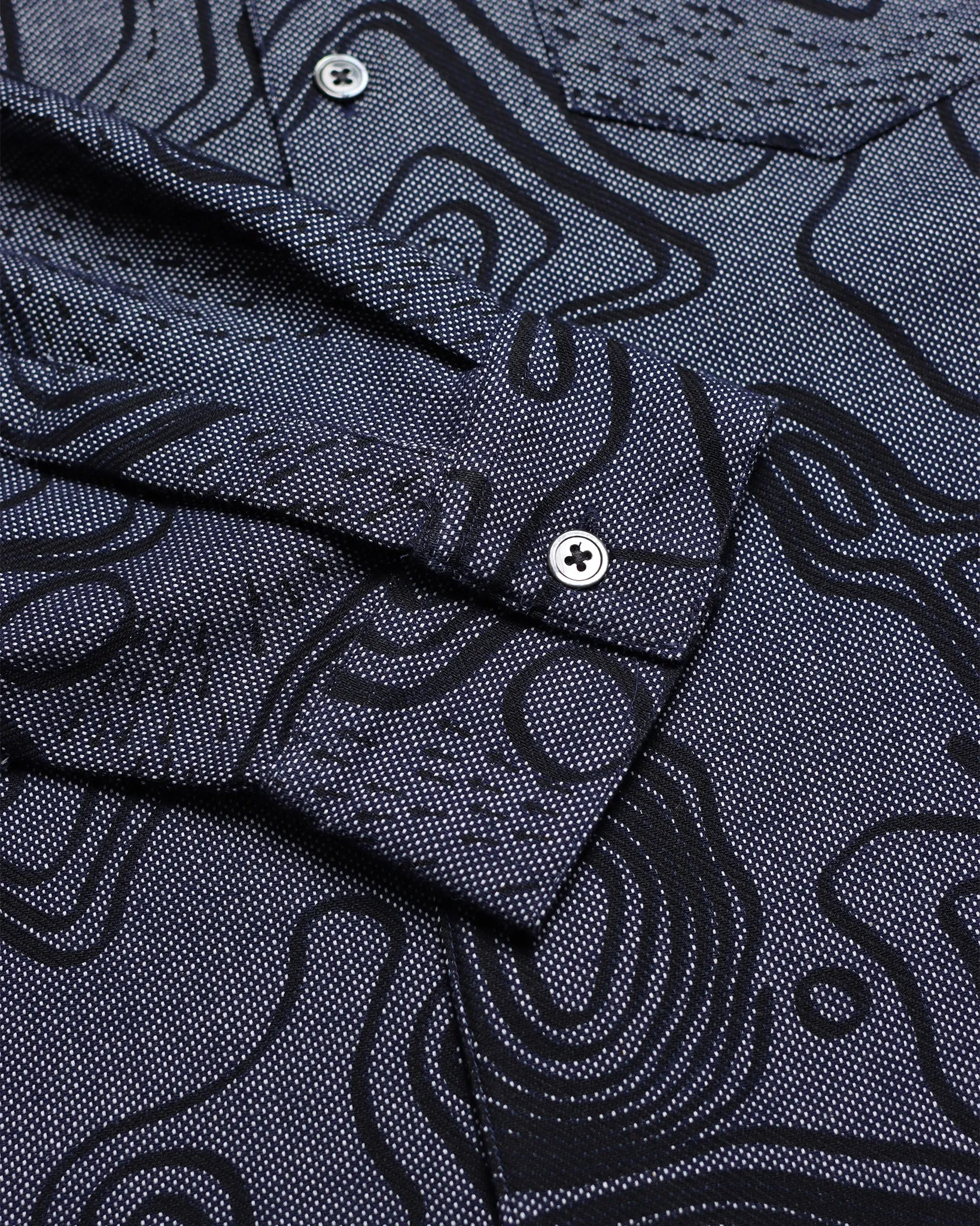 Day Shirt - Navy Iris Contours Print