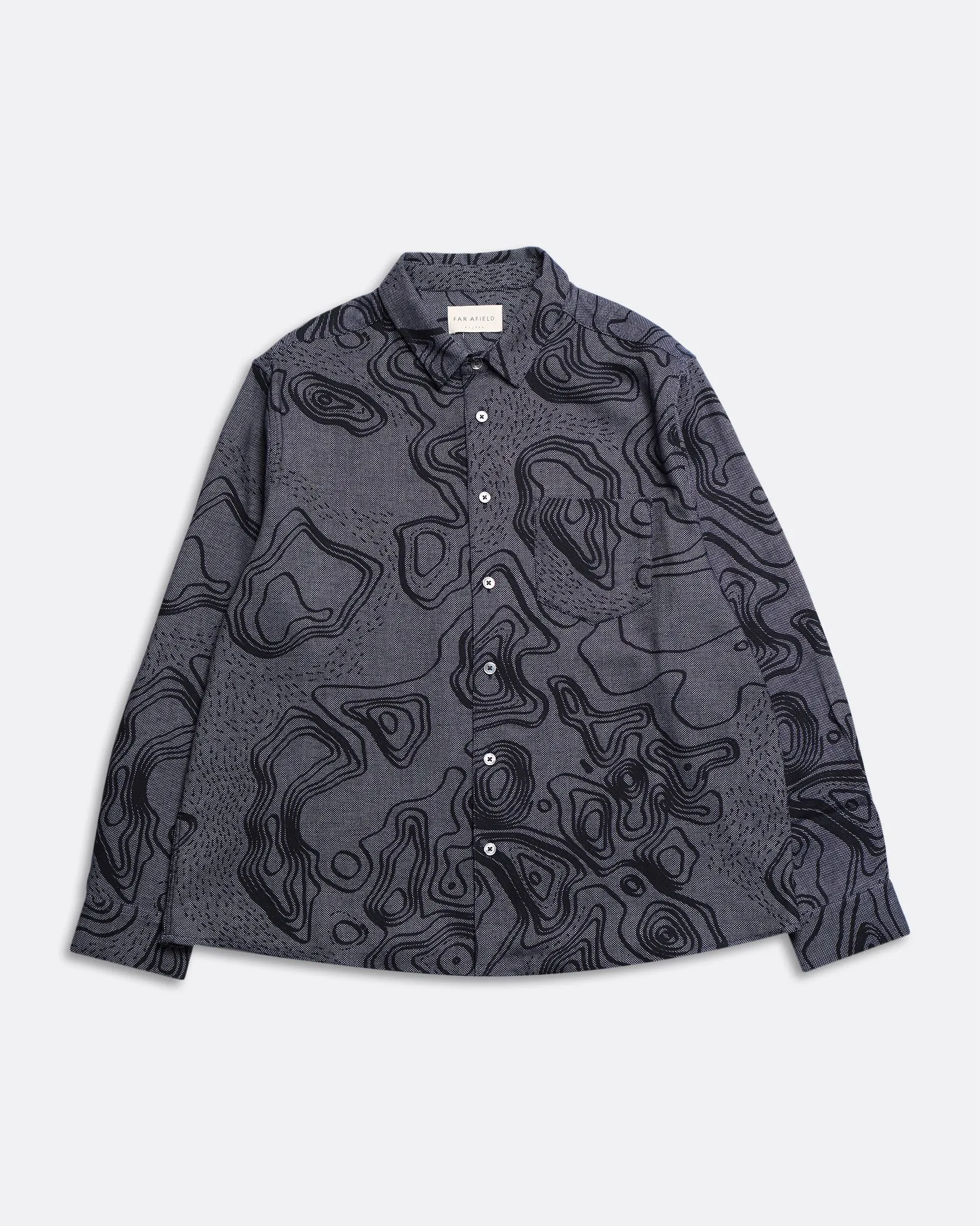 Day Shirt - Navy Iris Contours Print