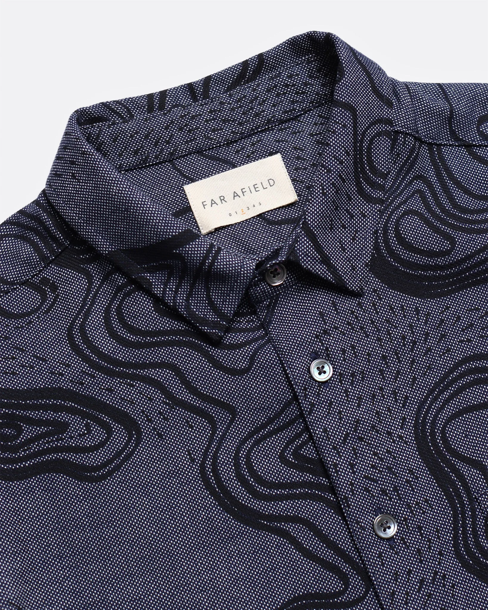 Day Shirt - Navy Iris Contours Print