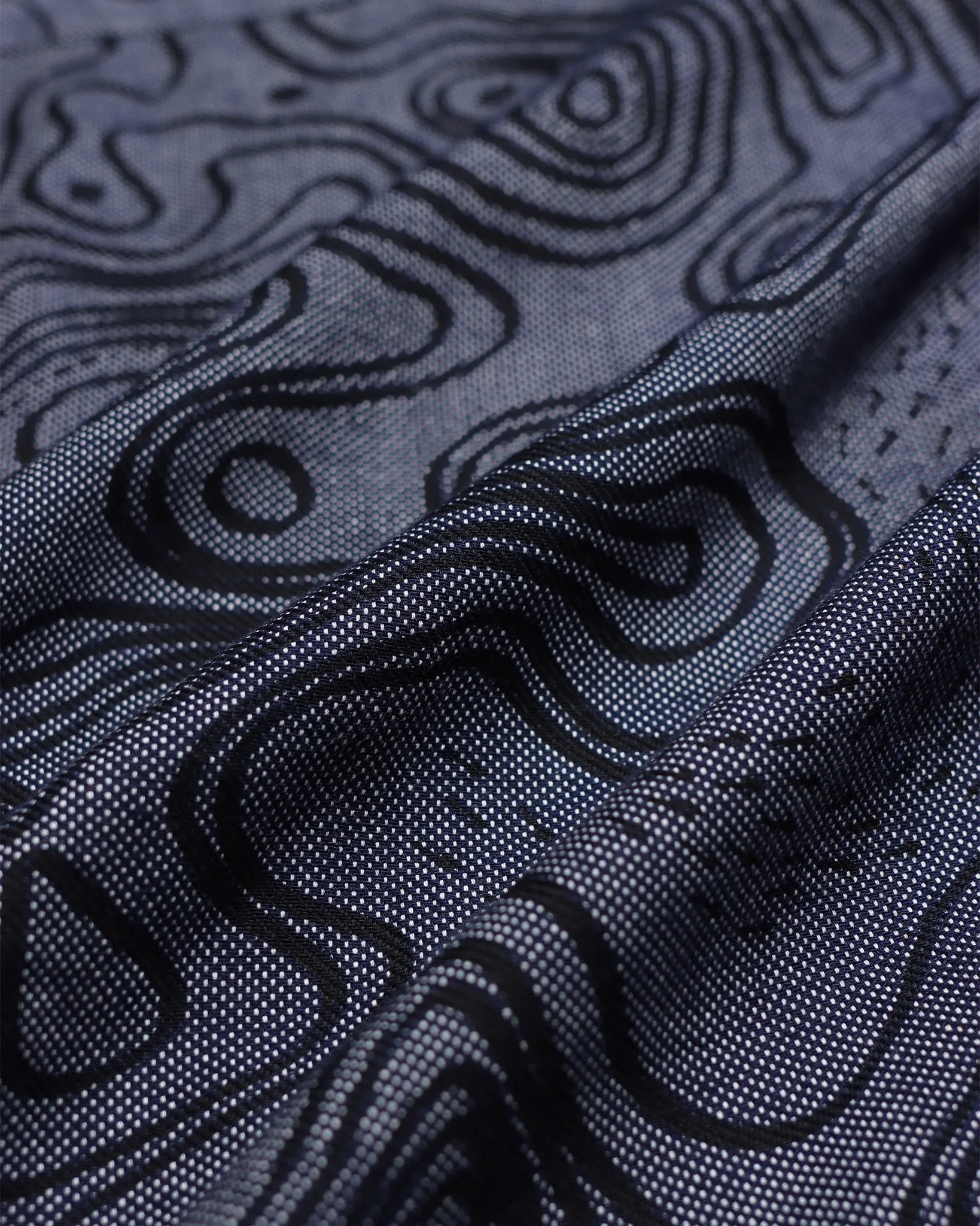 Day Shirt - Navy Iris Contours Print