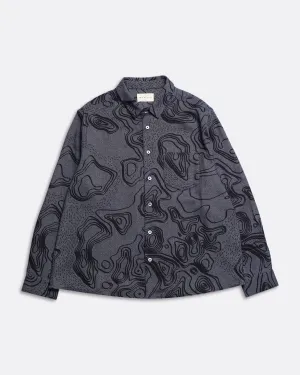 Day Shirt - Navy Iris Contours Print