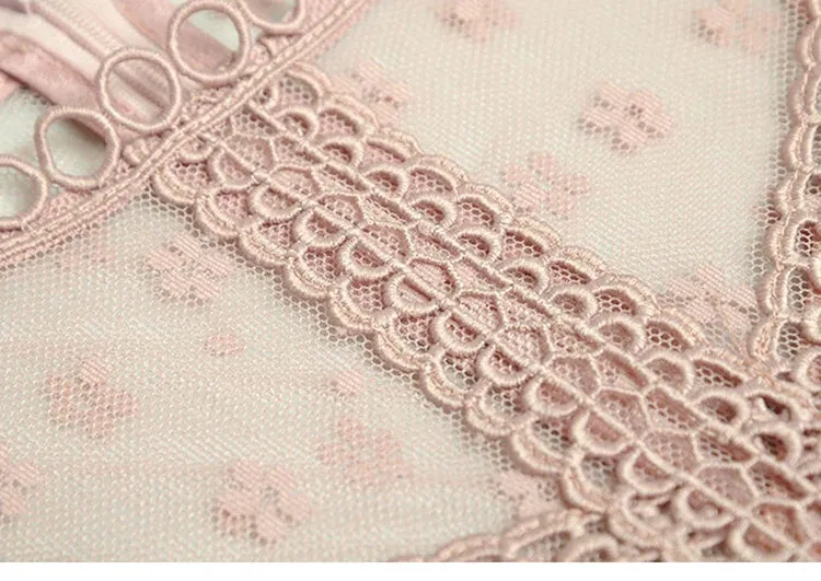 Dayana Embroidery Hollow Out Net Yarn Puff Sleeve Dress