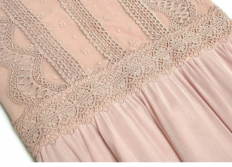 Dayana Embroidery Hollow Out Net Yarn Puff Sleeve Dress