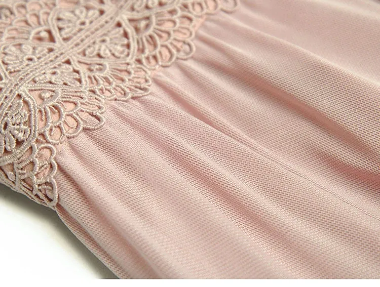 Dayana Embroidery Hollow Out Net Yarn Puff Sleeve Dress