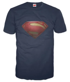 DC Man Of Steel Textured Logo Official Men's T-shirt (Navy)