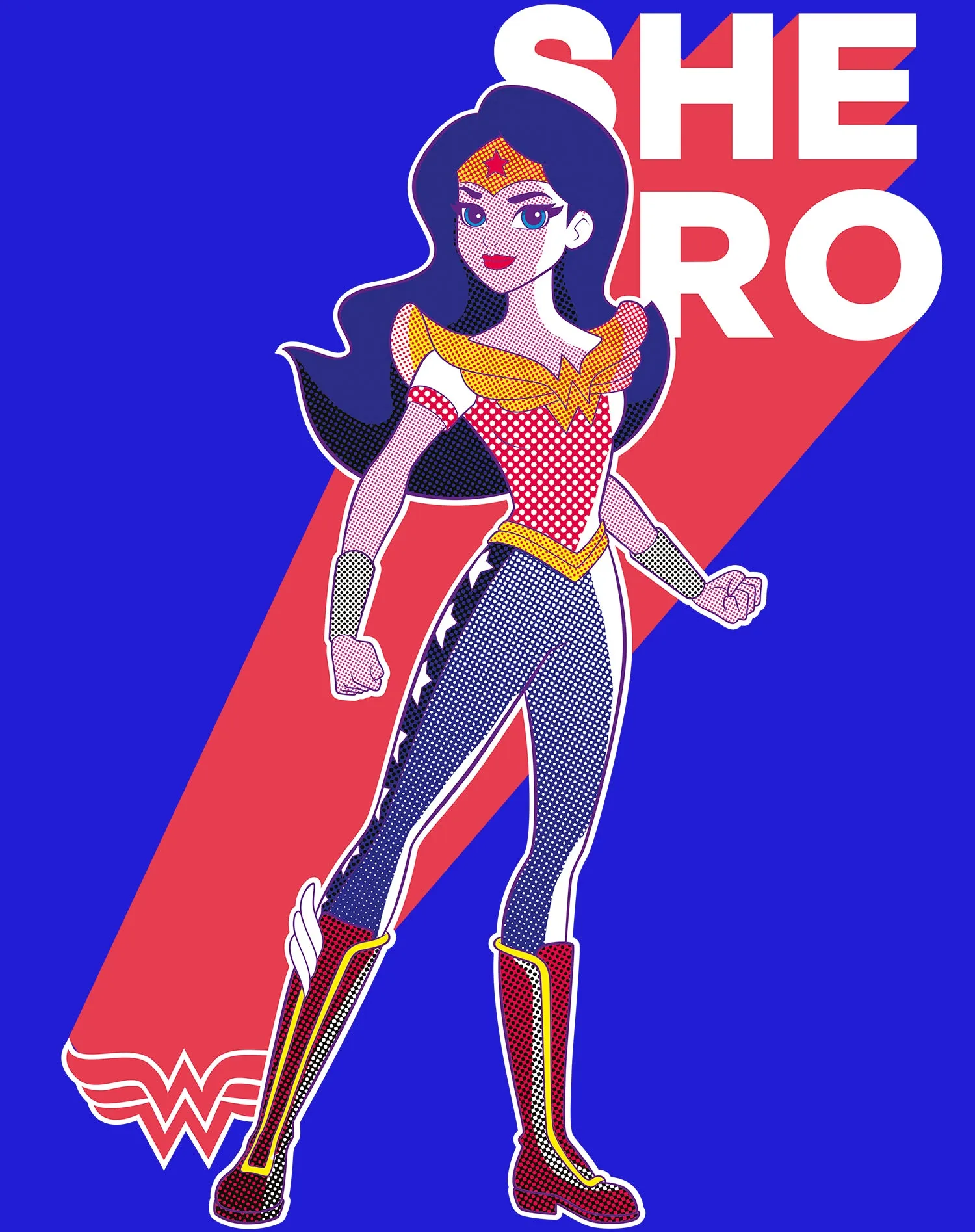 DC Super Hero Girls Wonder Woman Pop Shero Official Kid's T-Shirt (Royal Blue)