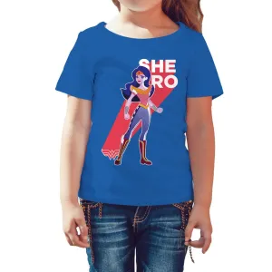 DC Super Hero Girls Wonder Woman Pop Shero Official Kid's T-Shirt (Royal Blue)