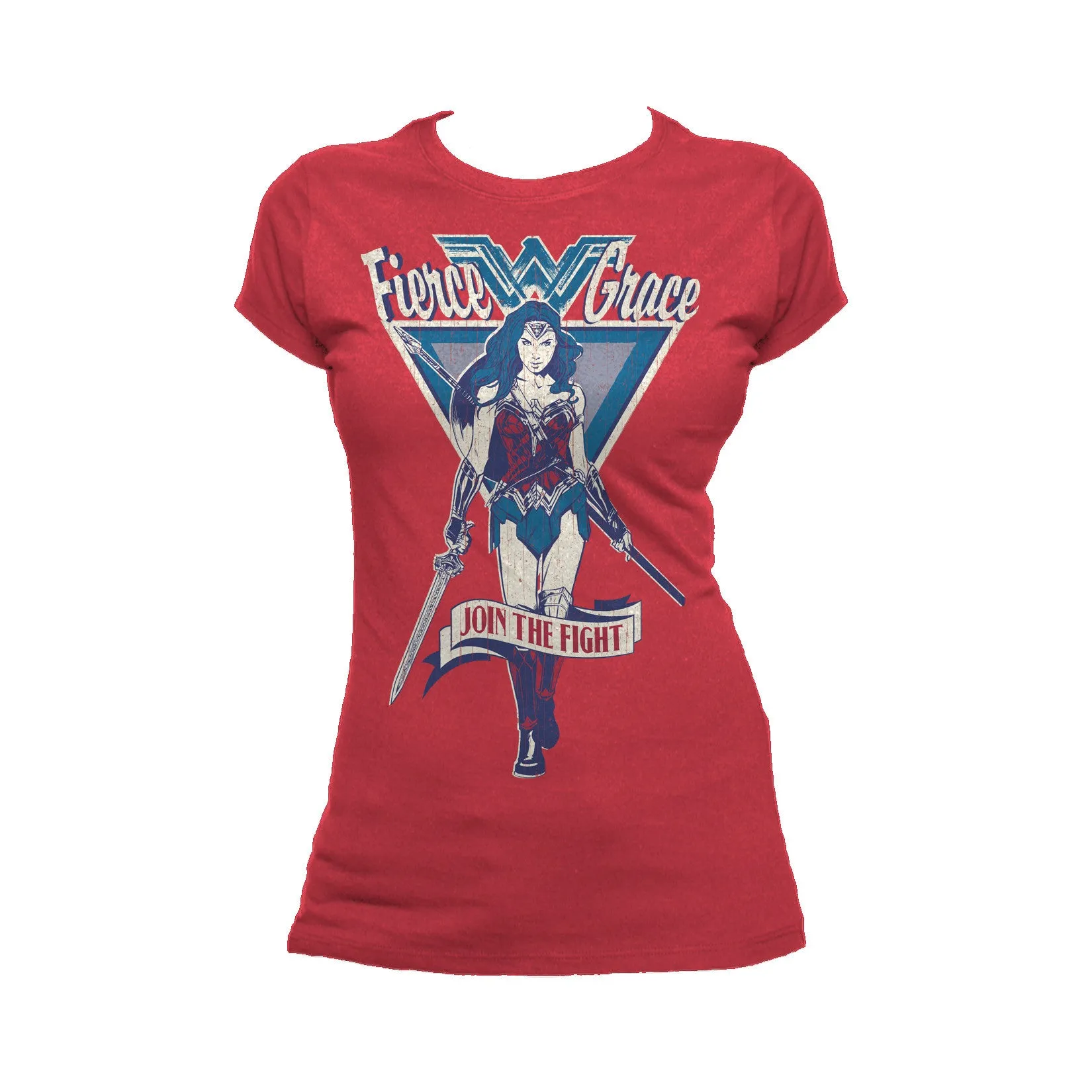 DC Wonder Woman Triangle Fierce Official Women's T-shirt (Red)