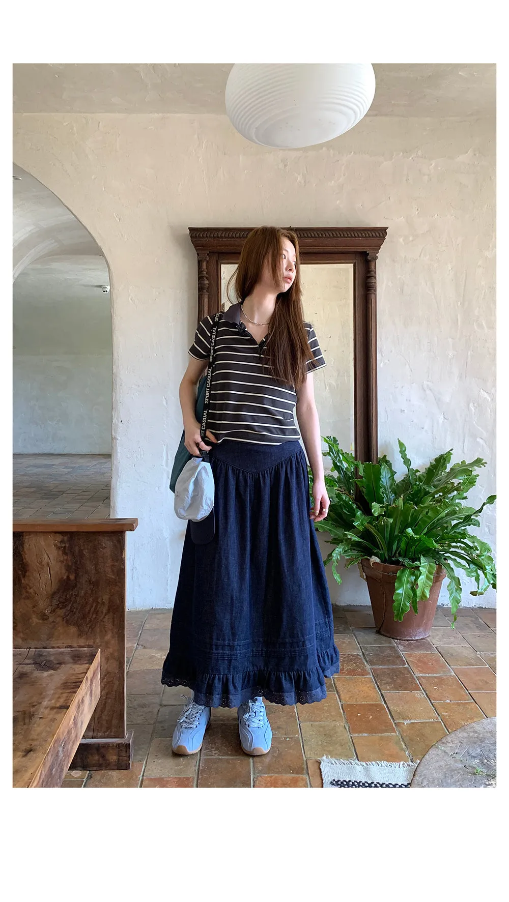 denim lace  dress