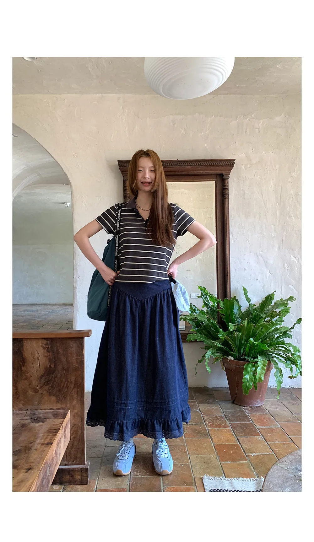 denim lace  dress