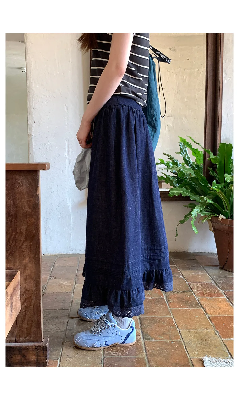 denim lace  dress