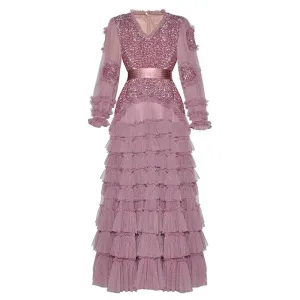 Diana Sequins Mesh Long Dress