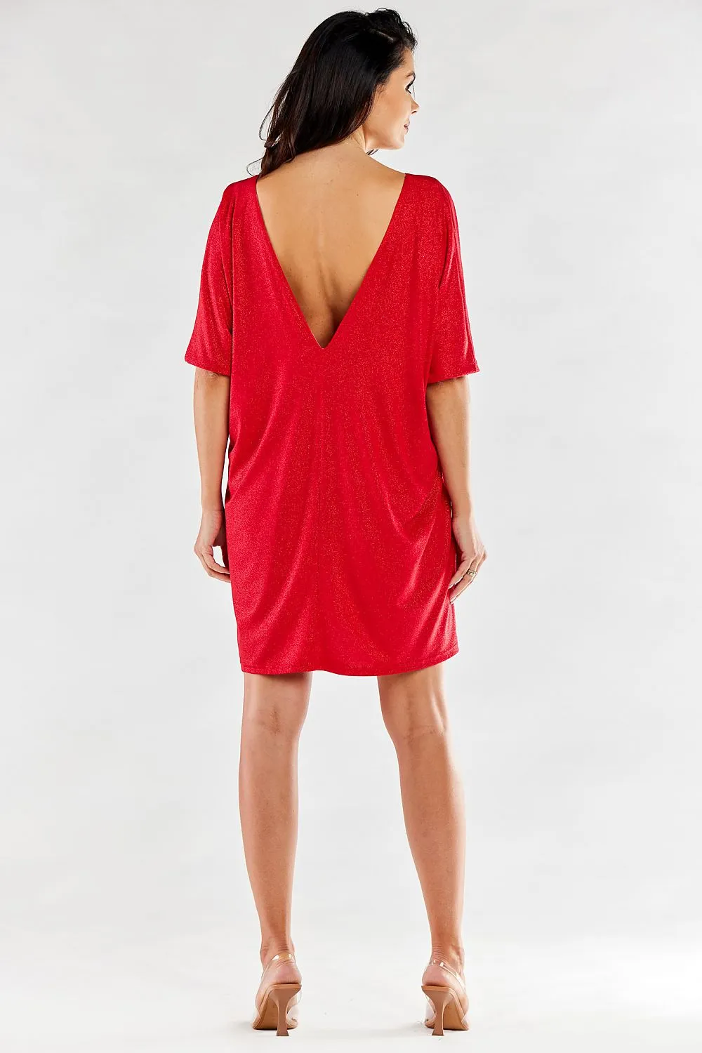 Draped V-Neck Loose Dress