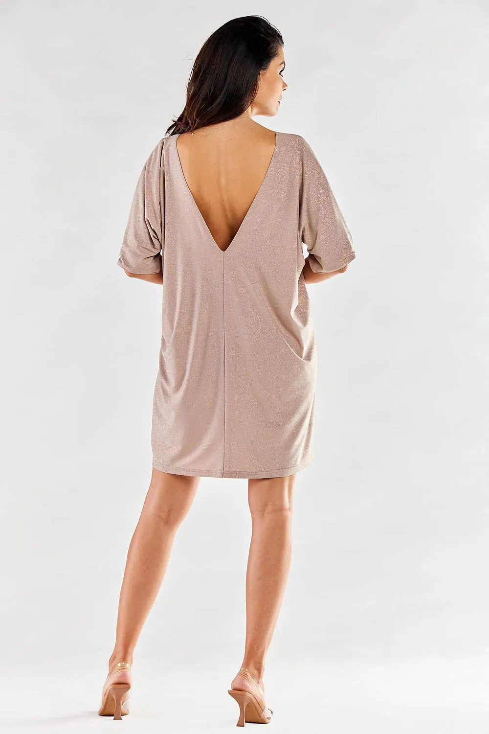 Draped V-Neck Loose Dress