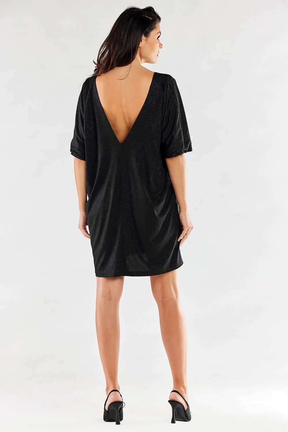 Draped V-Neck Loose Dress