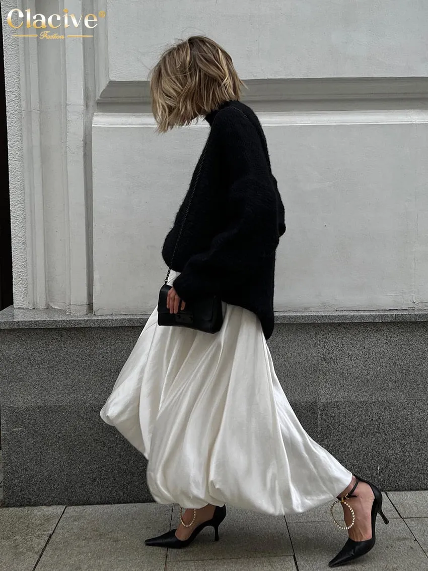 Elegant Beige Satin Skirt