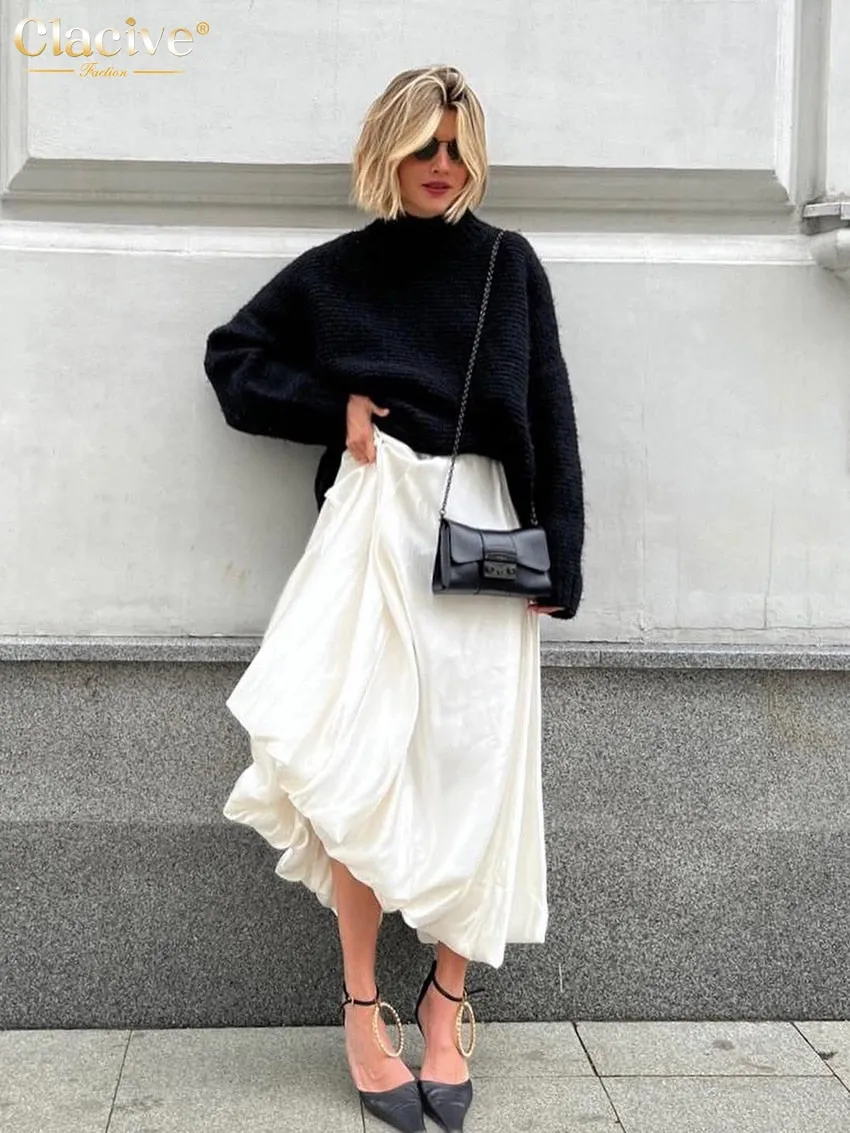 Elegant Beige Satin Skirt