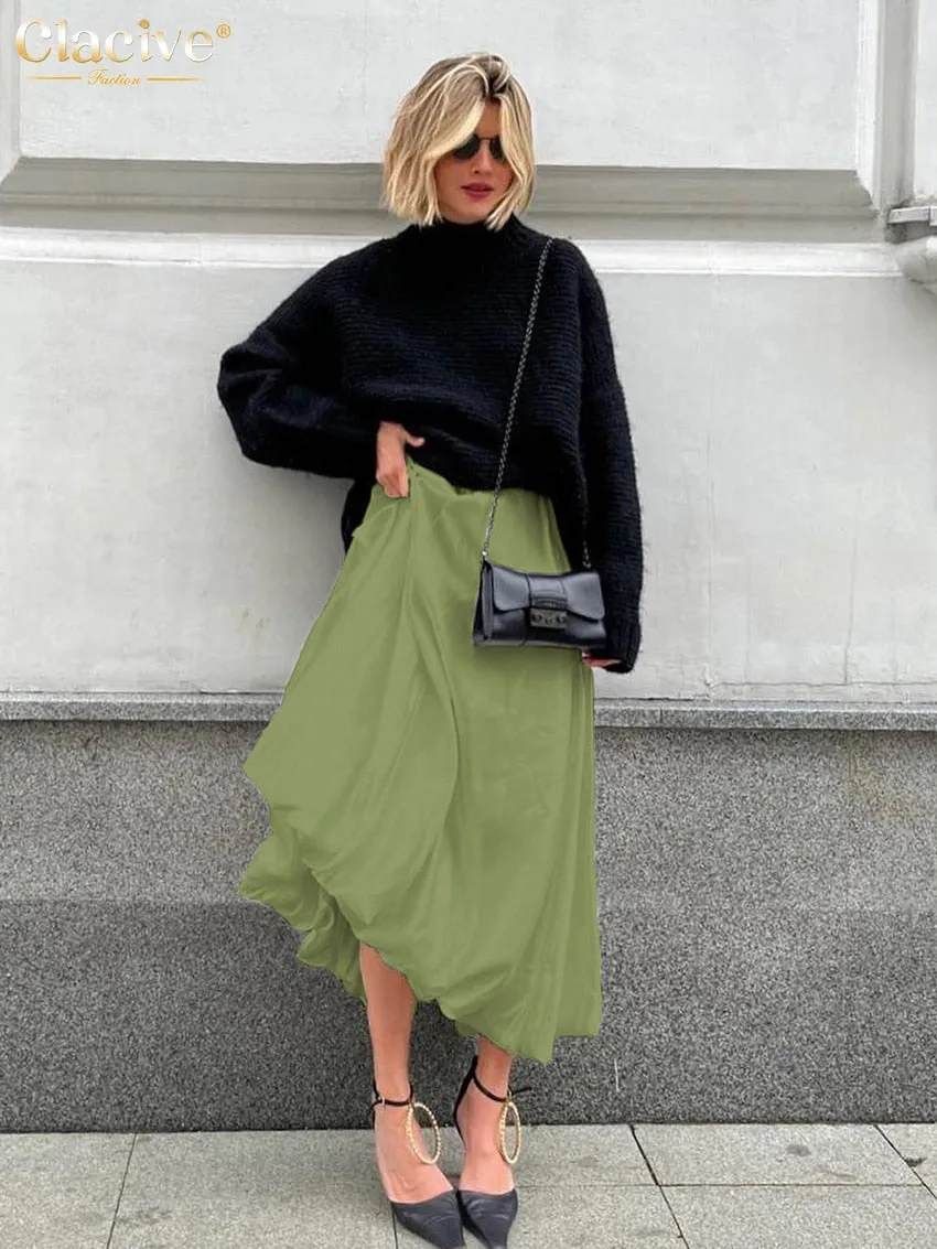 Elegant Beige Satin Skirt