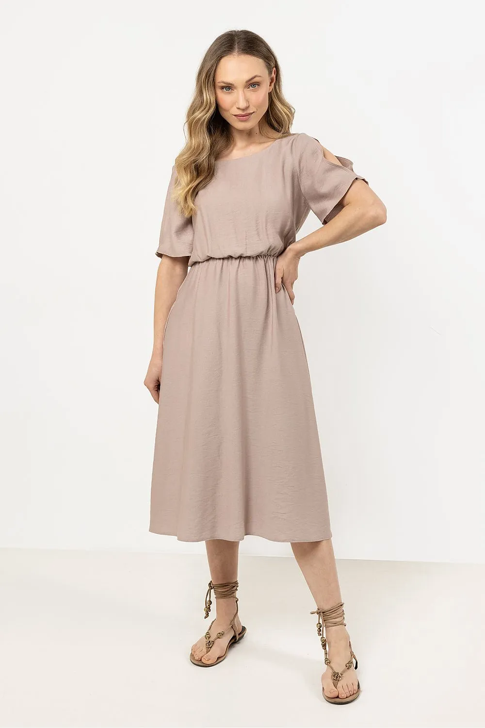 Elegant Boat Neck Loose Dress