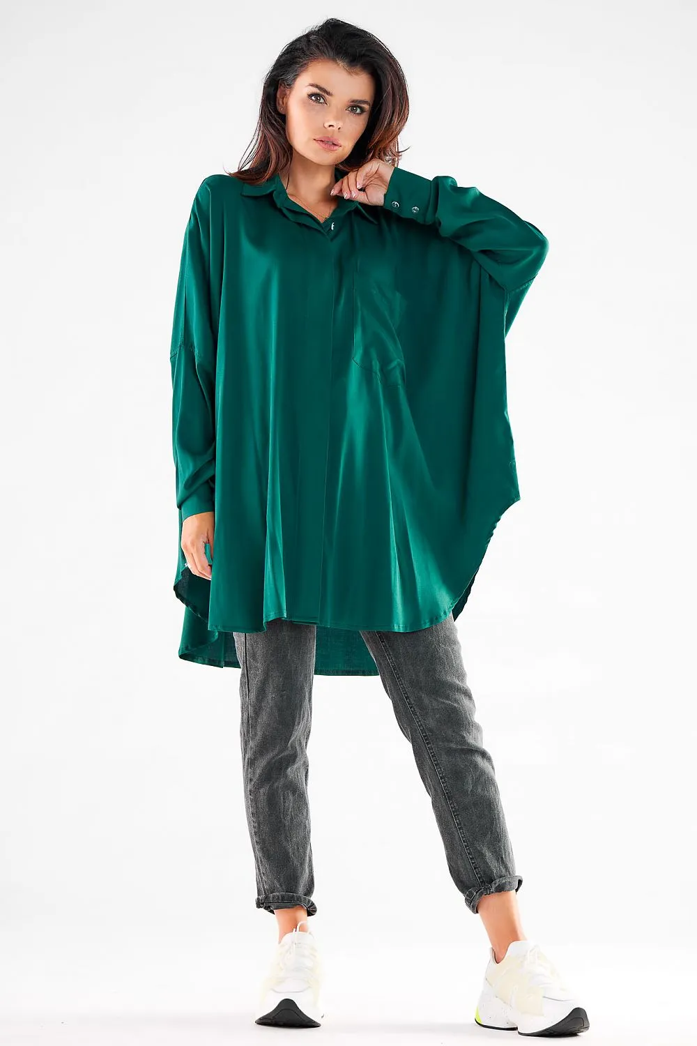 Elegant Draped Oversized Shirt