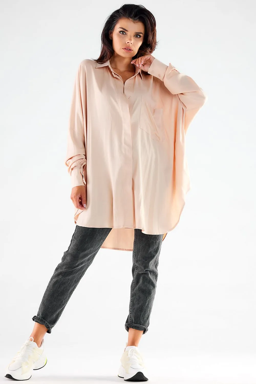 Elegant Draped Oversized Shirt
