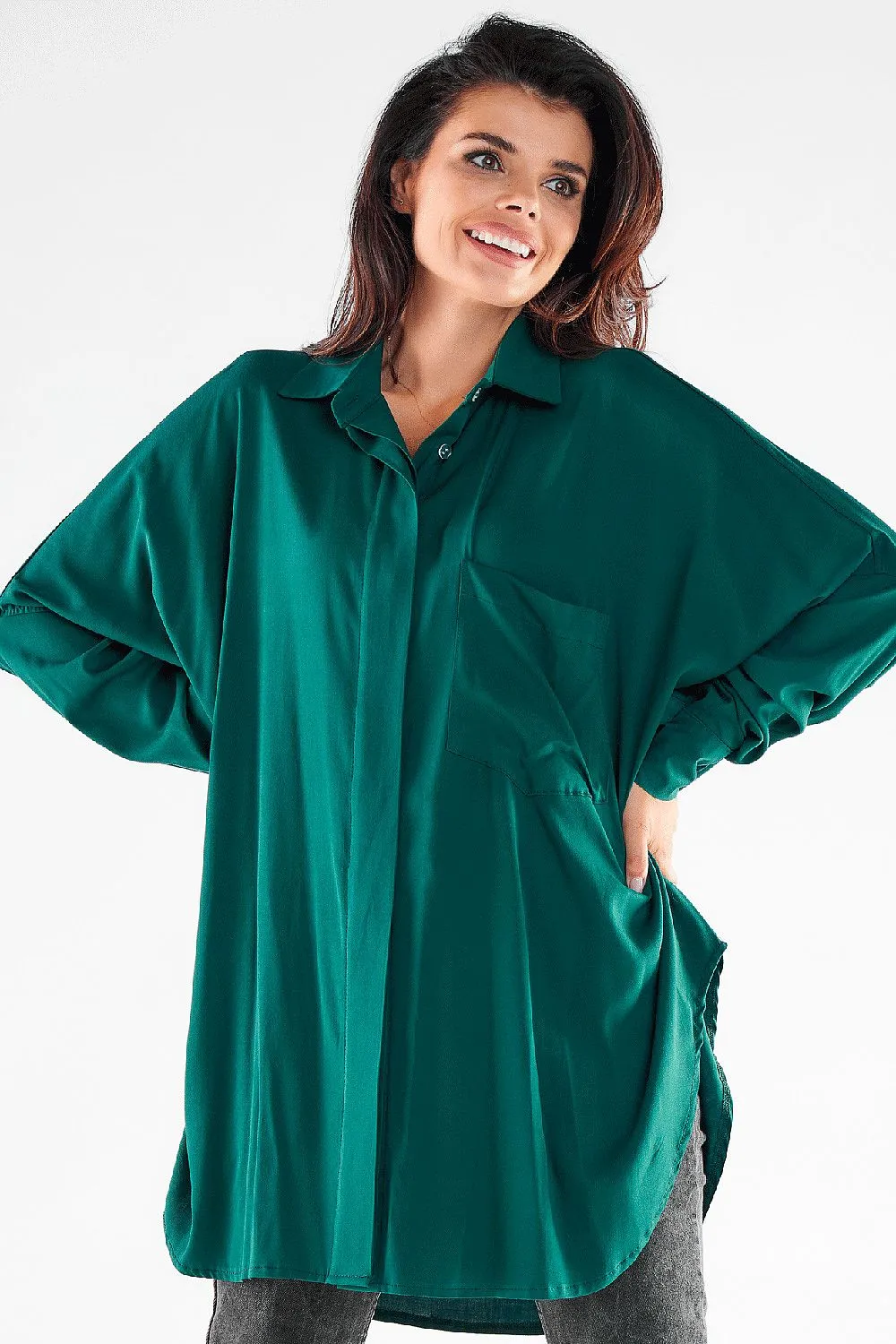 Elegant Draped Oversized Shirt